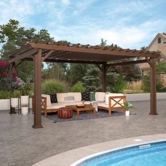 16×12 ashford traditional steel pergola with sail shade soft canopy