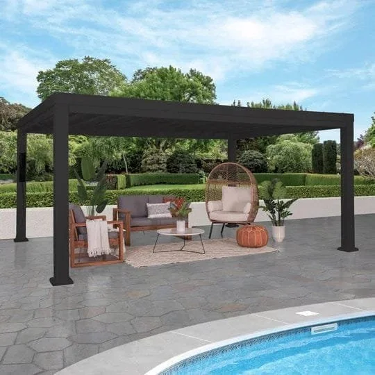 16×12 trenton modern steel pergola with sail shade soft canopy
