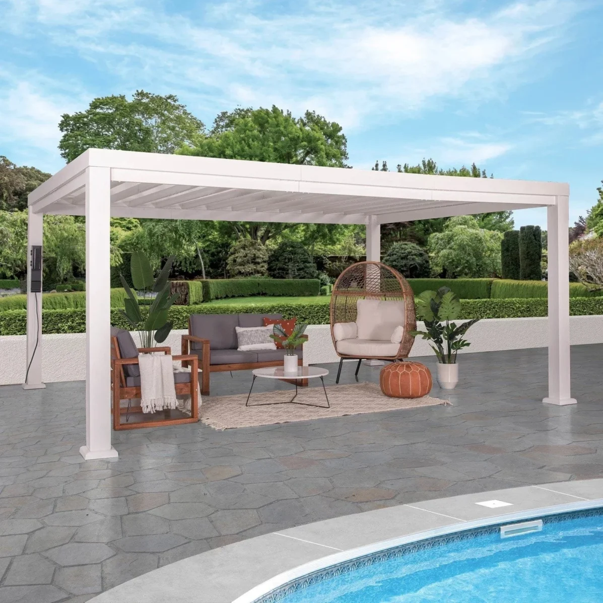 16×12 Windham Modern Steel Pergola With Sail Shade Soft Canopy £559.96